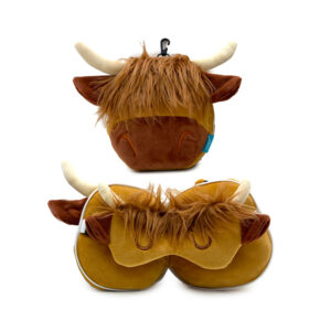 Relaxeazzz Travel Pillow & Eye Mask - Highland Coo