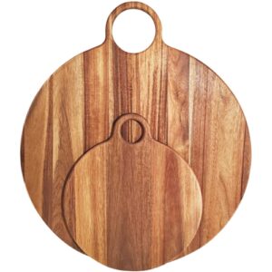 Large Round Acacia Serving Board With Handle